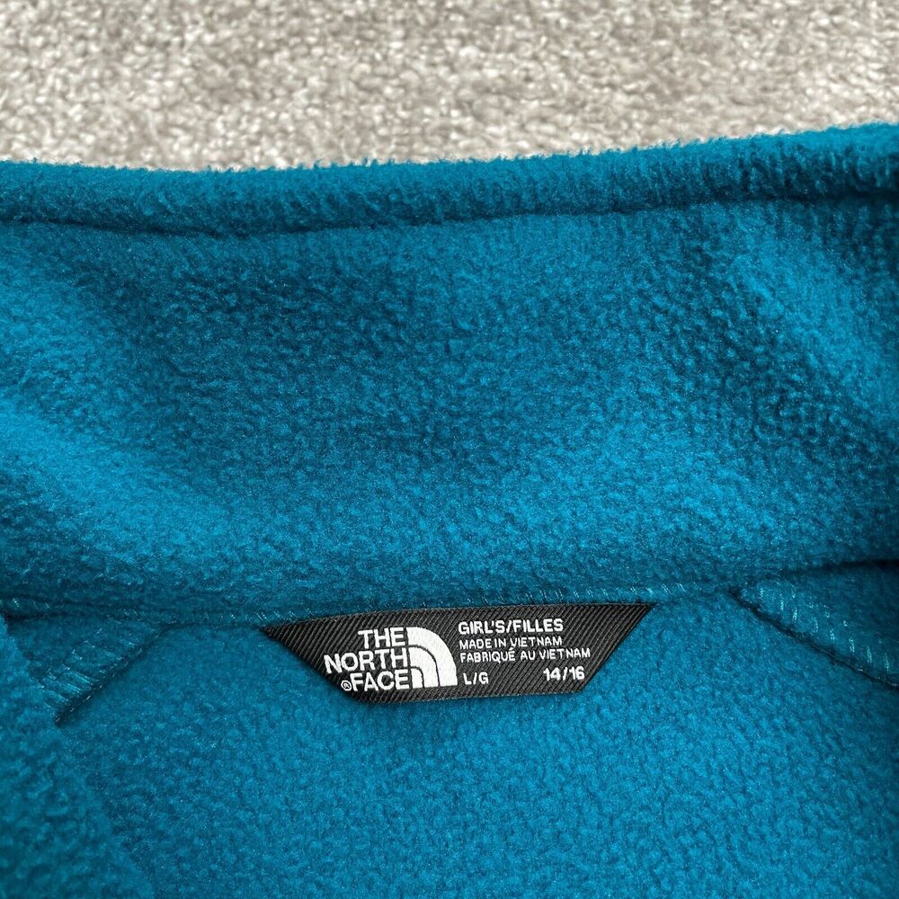 The North Face Khumbu Fleece Jacket Girls Kids Large Teal Blue Full Zip Outdoor - Picture 3 of 10